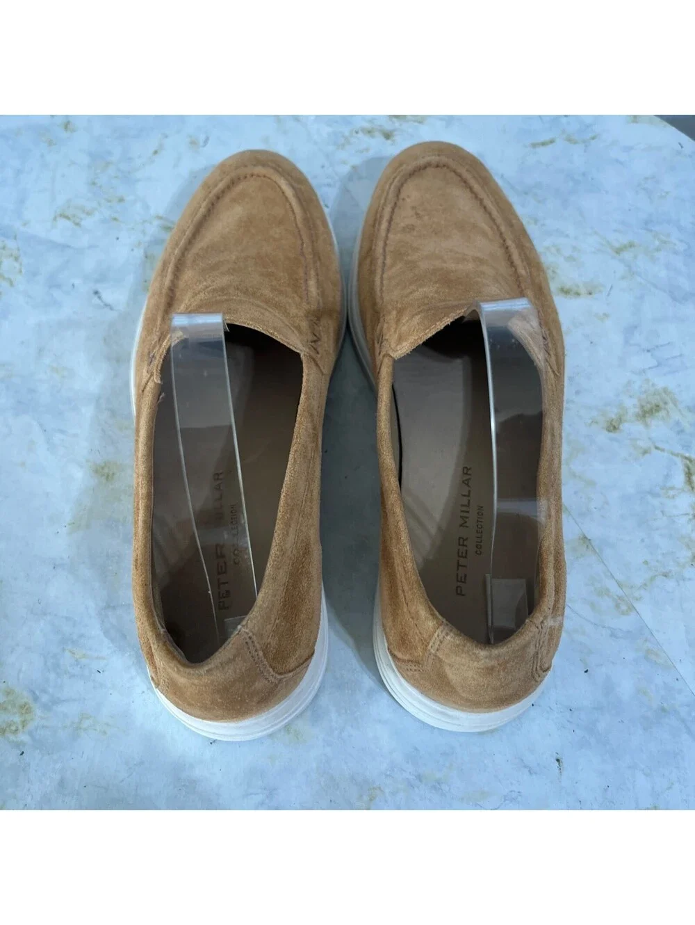 Peter Millar Mens Size 8M Shoes Brown White Suede Comfort Casual  Moc Toe Loafer